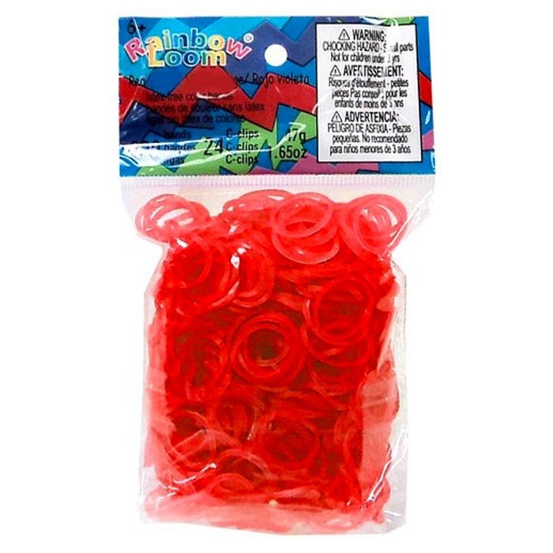 Official Rainbow Loom 600 Ct. Rubber Band Refill Pack *JELLY* RED [Includes 25 C-Clips!]
